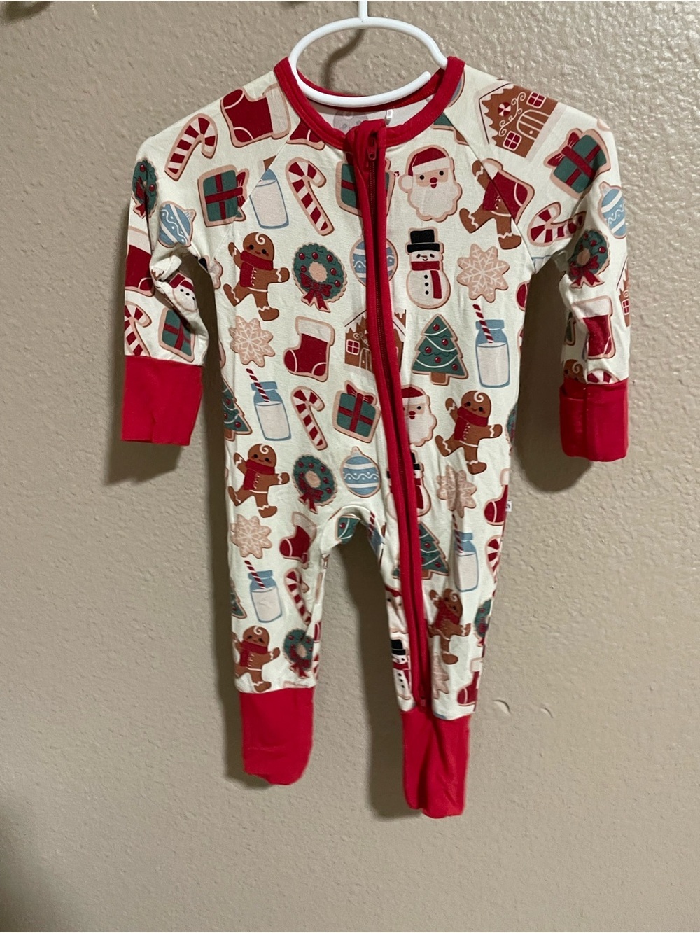 Emerson & Friends Bamboo Holiday Gingerbread Print Kids One-Piece Pajamas